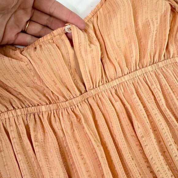 Current Air Los Angeles Dress Womens Medium Tan Striped Sleeveless A-Line - Picture 10 of 11